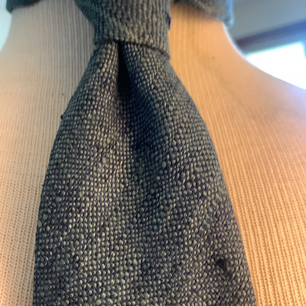 70’s TEAL BLUE RAW SILK NECKTIE FROM CAROL CRAVATS OF NEWBURYPORT ST., BOSTON MA - Picture 2 of 13